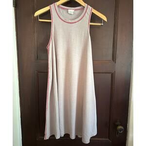 NATURAL LIFE | Slub Cotton Taupe Jersey Swing Dress with red details | Sz Small